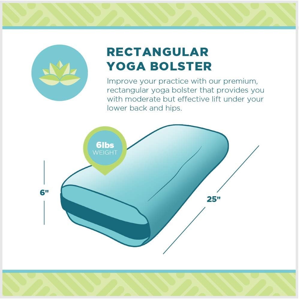 Cotton Batting Yoga Bolster - Studio Grade Round or Rectangular Restorative Yoga Pillow for Pilates and Yin Practice - Soft Yet Firm Support with Cotton Cover - Made in The USA