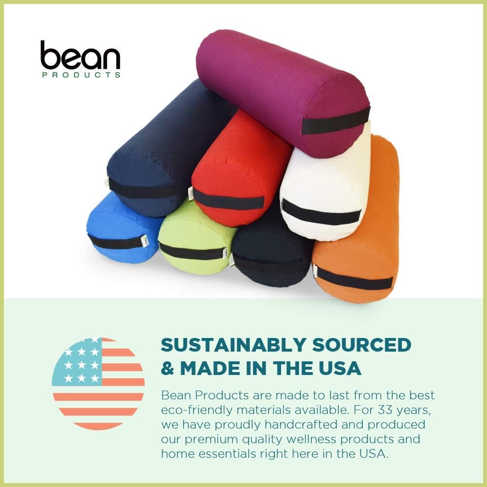 Cotton Batting Yoga Bolster - Studio Grade Round or Rectangular Restorative Yoga Pillow for Pilates and Yin Practice - Soft Yet Firm Support with Cotton Cover - Made in The USA