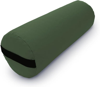 Cotton Batting Yoga Bolster - Studio Grade Round or Rectangular Restorative Yoga Pillow for Pilates and Yin Practice - Soft Yet Firm Support with Cotton Cover - Made in The USA