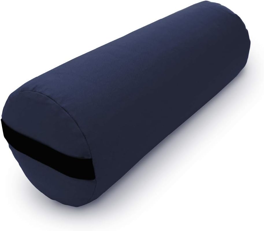 Cotton Batting Yoga Bolster - Studio Grade Round or Rectangular Restorative Yoga Pillow for Pilates and Yin Practice - Soft Yet Firm Support with Cotton Cover - Made in The USA