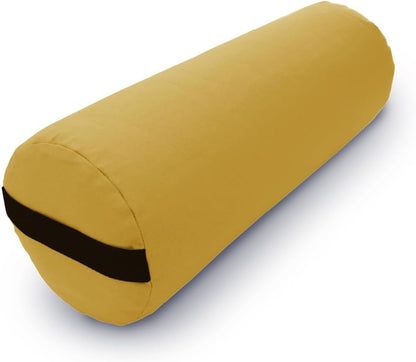 Cotton Batting Yoga Bolster - Studio Grade Round or Rectangular Restorative Yoga Pillow for Pilates and Yin Practice - Soft Yet Firm Support with Cotton Cover - Made in The USA