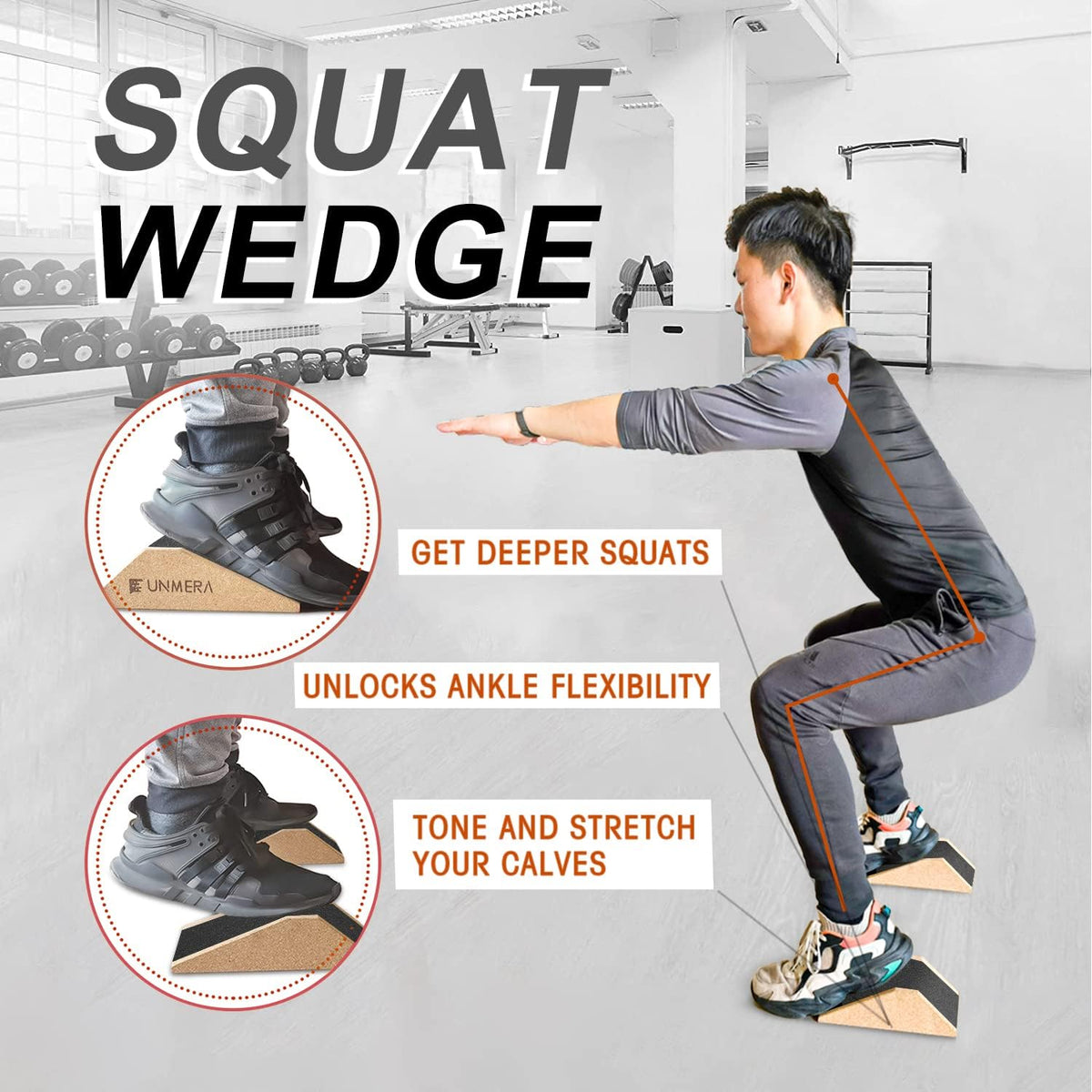 Squat Wedge Block Non Slip for Heel Elevated Squats, 2PCS