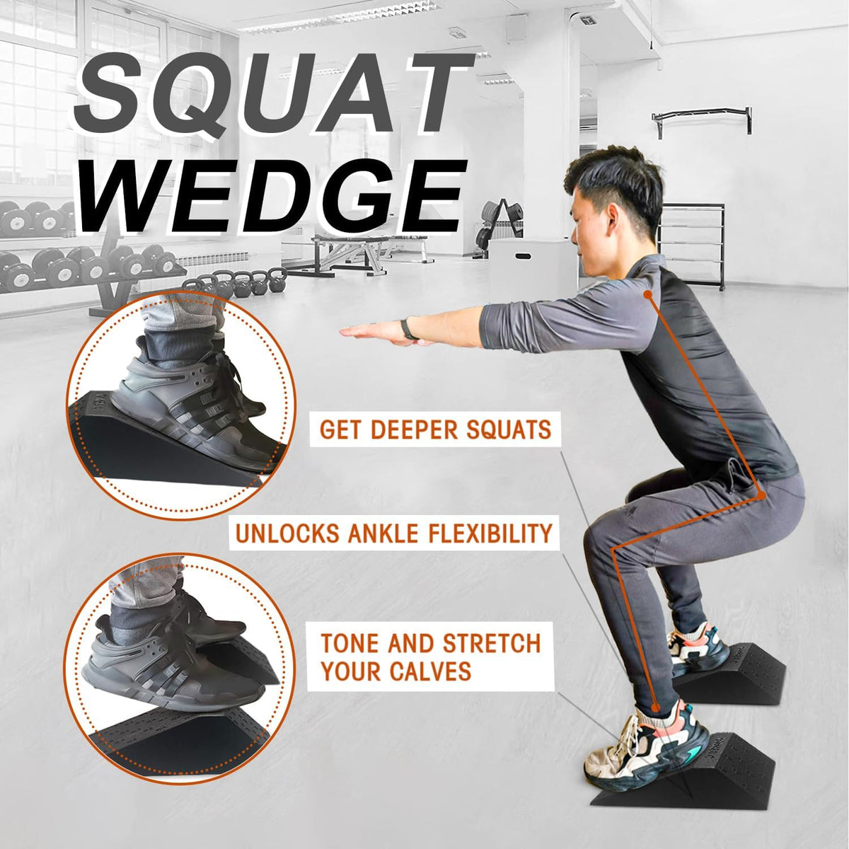 Squat Wedge Block Non Slip for Heel Elevated Squats, 2PCS