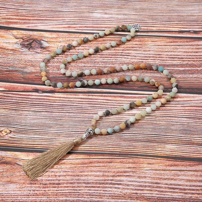 108 Mala Beads Semi-Precious Gem Stones Meditation Necklace