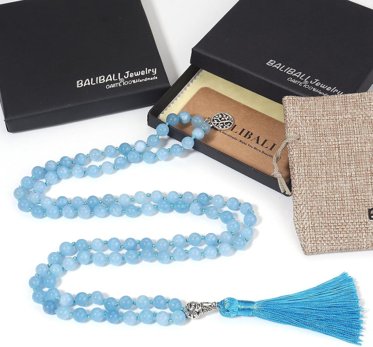 108 Mala Beads Semi-Precious Gem Stones Meditation Necklace