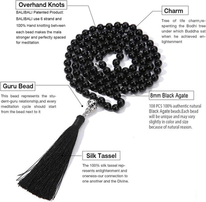 108 Mala Beads Semi-Precious Gem Stones Meditation Necklace