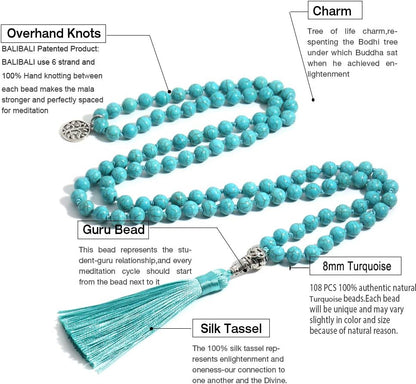 108 Mala Beads Semi-Precious Gem Stones Meditation Necklace