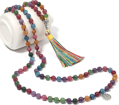 108 Mala Beads Semi-Precious Gem Stones Meditation Necklace