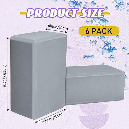 6 Pack EVA Yoga Blocks Bulk, Non Slip Pilates Brick