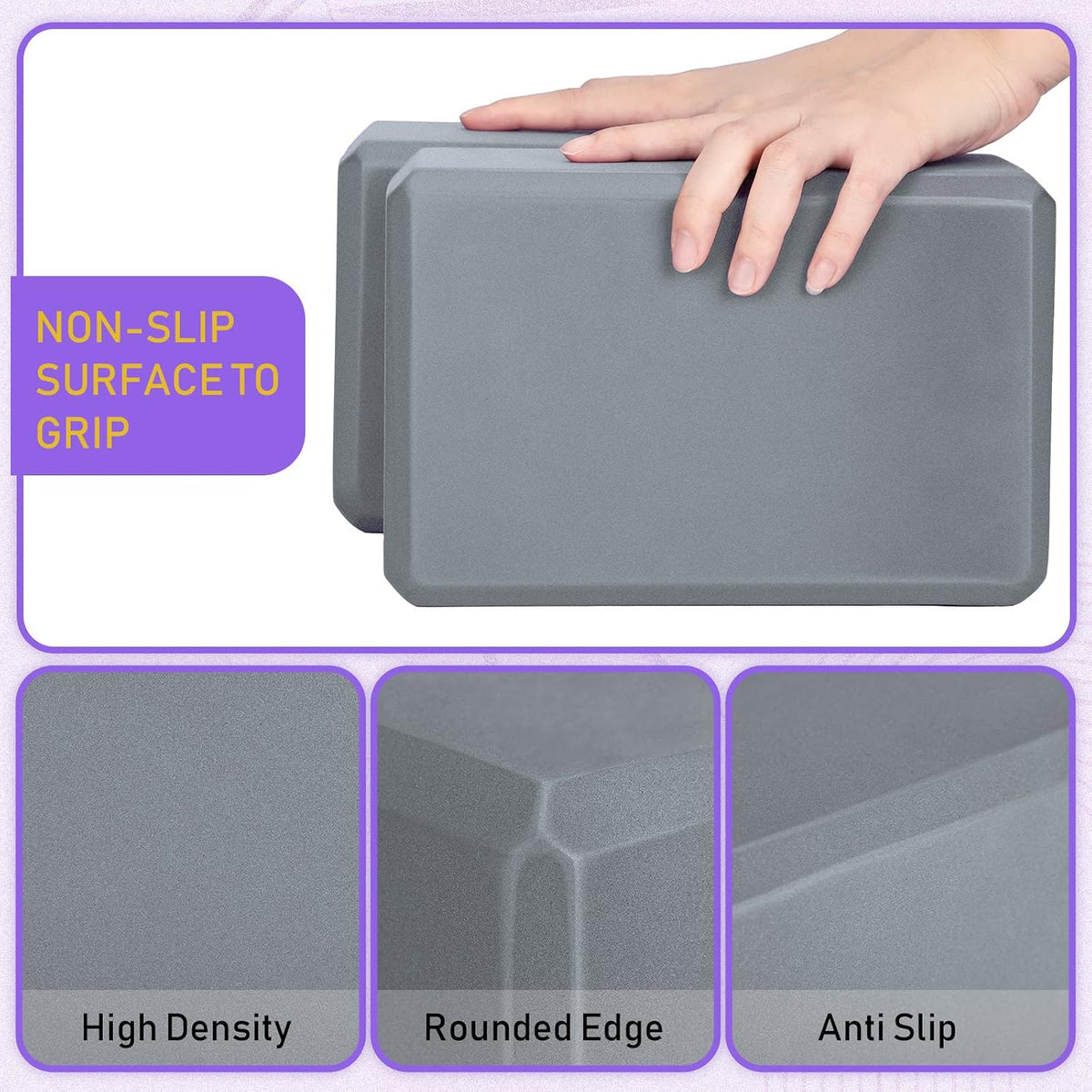 6 Pack EVA Yoga Blocks Bulk, Non Slip Pilates Brick