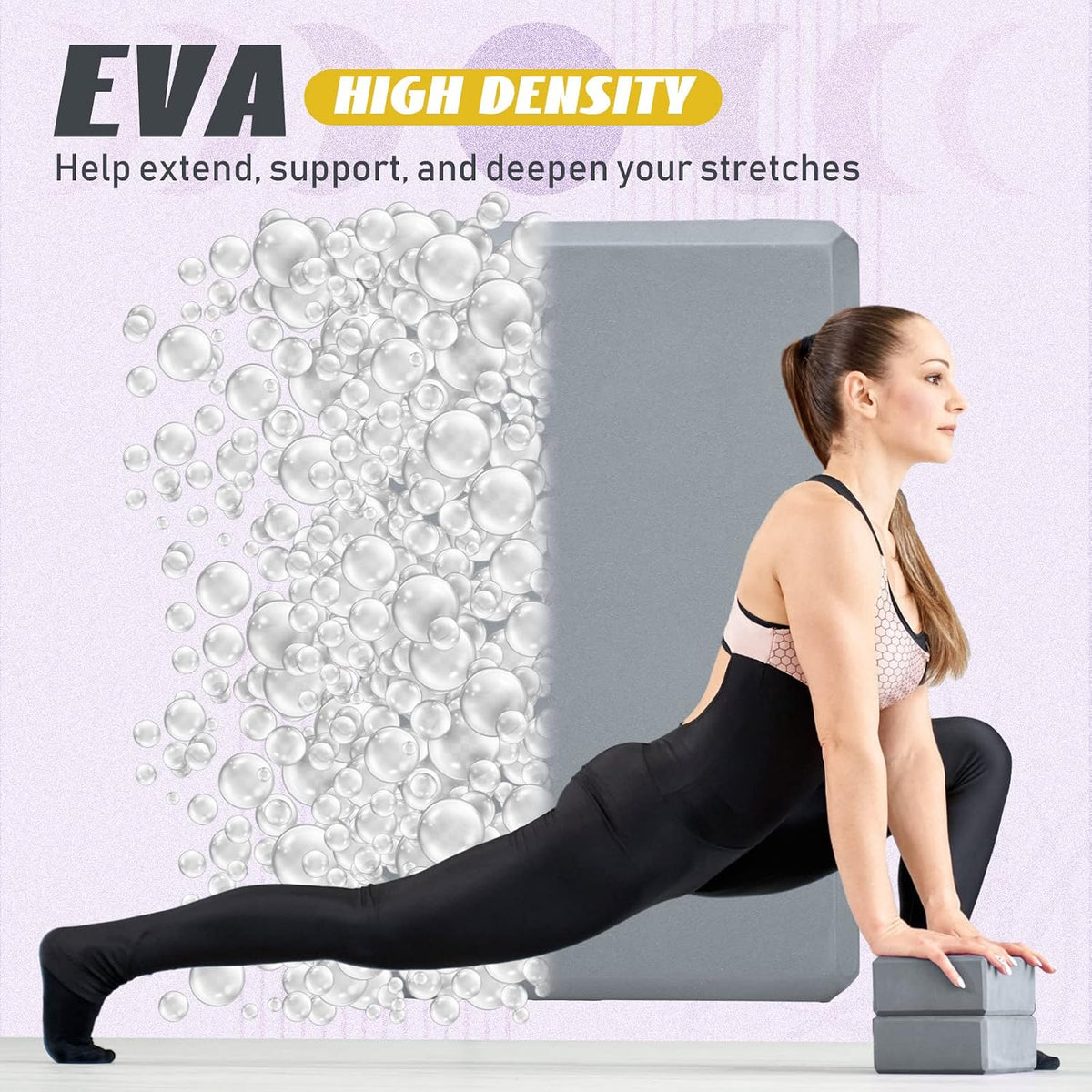 6 Pack EVA Yoga Blocks Bulk, Non Slip Pilates Brick