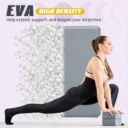 6 Pack EVA Yoga Blocks Bulk, Non Slip Pilates Brick