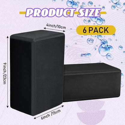 6 Pack EVA Yoga Blocks Bulk, Non Slip Pilates Brick