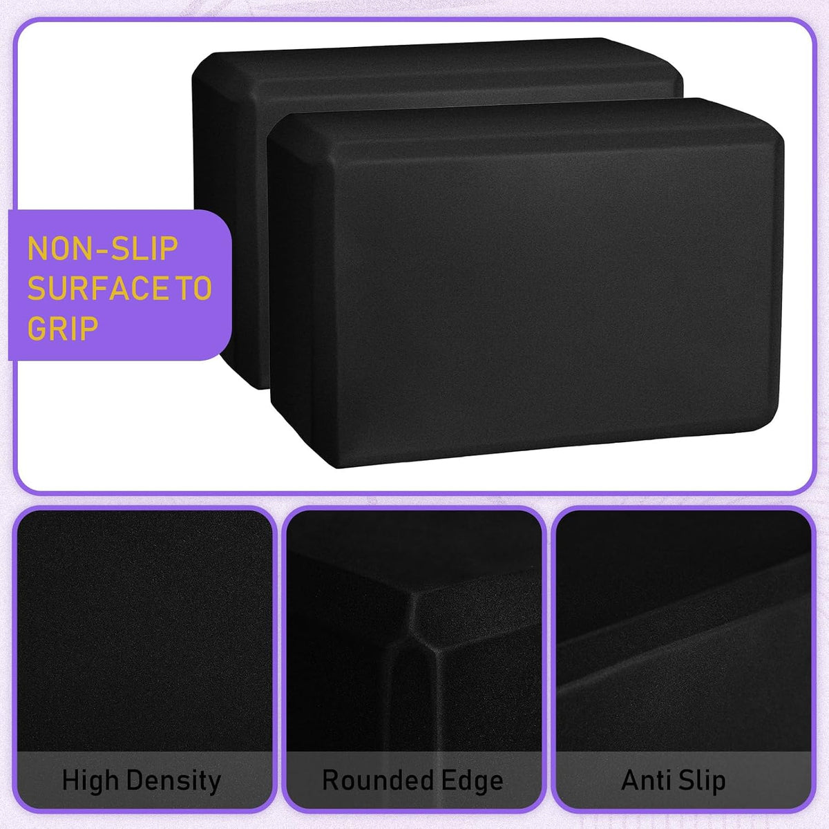 6 Pack EVA Yoga Blocks Bulk, Non Slip Pilates Brick