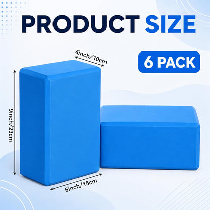 6 Pack EVA Yoga Blocks Bulk, Non Slip Pilates Brick