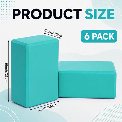 6 Pack EVA Yoga Blocks Bulk, Non Slip Pilates Brick