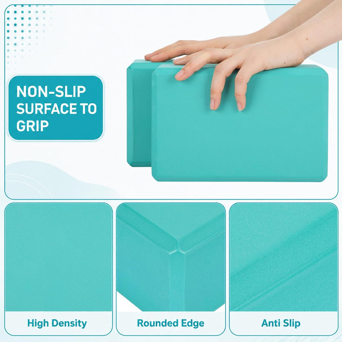6 Pack EVA Yoga Blocks Bulk, Non Slip Pilates Brick