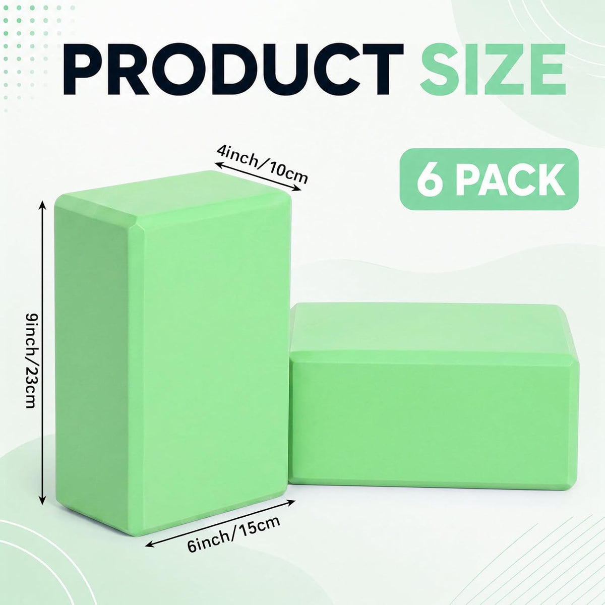 6 Pack EVA Yoga Blocks Bulk, Non Slip Pilates Brick