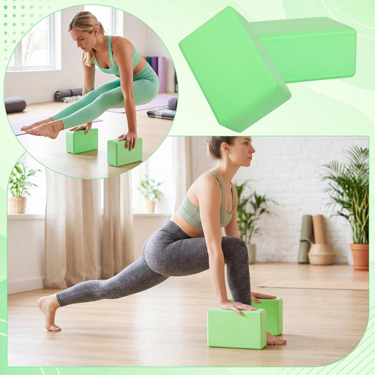 6 Pack EVA Yoga Blocks Bulk, Non Slip Pilates Brick