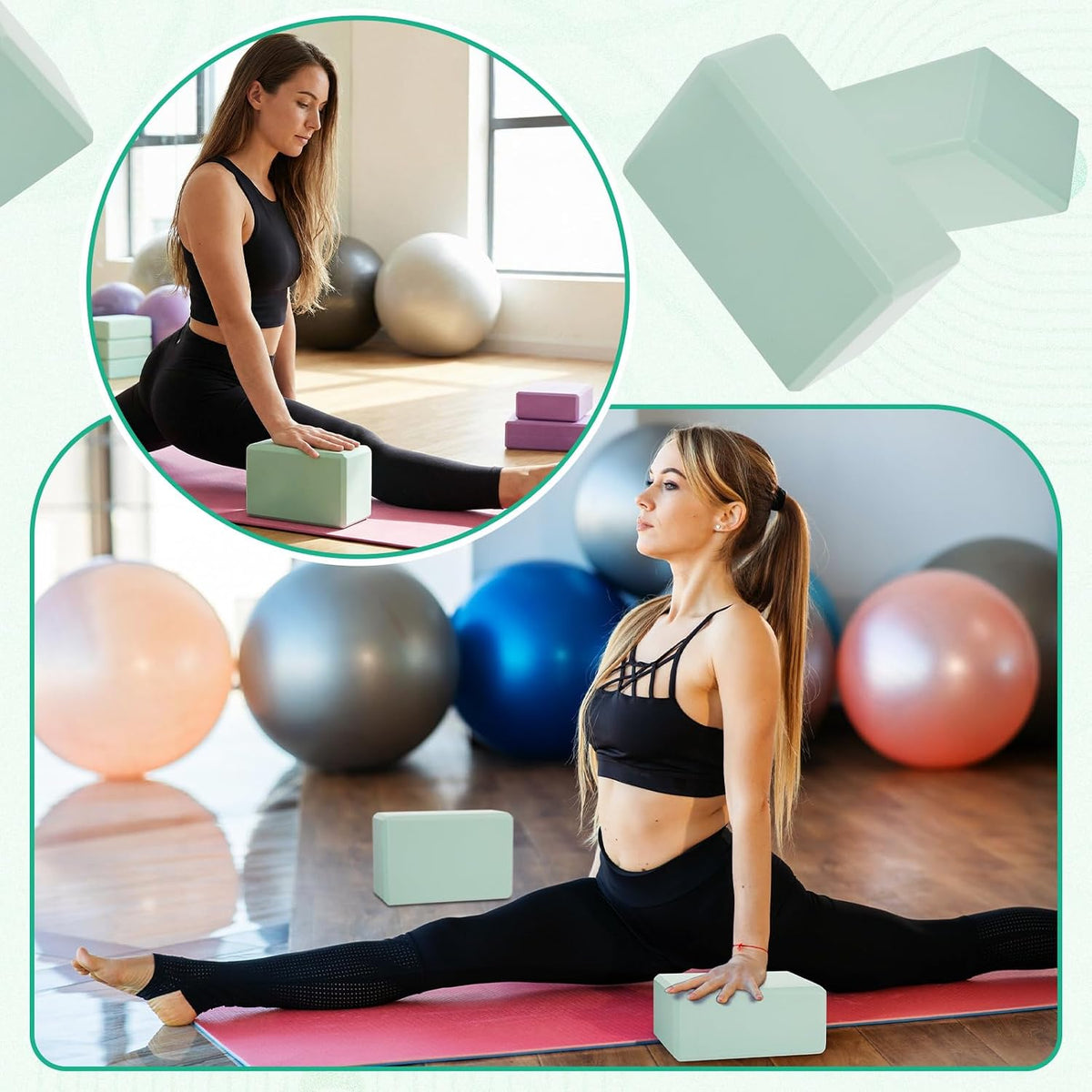 6 Pack EVA Yoga Blocks Bulk, Non Slip Pilates Brick