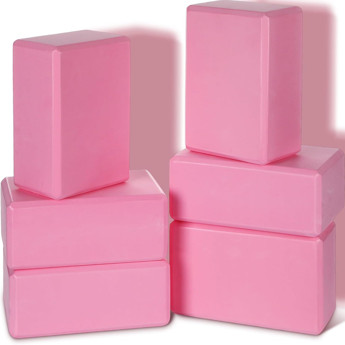 6 Pack EVA Yoga Blocks Bulk, Non Slip Pilates Brick