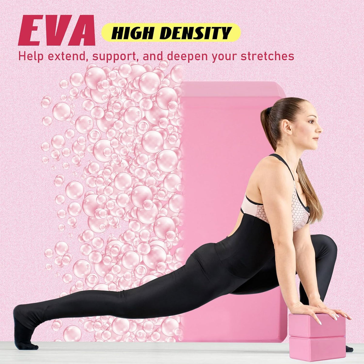 6 Pack EVA Yoga Blocks Bulk, Non Slip Pilates Brick