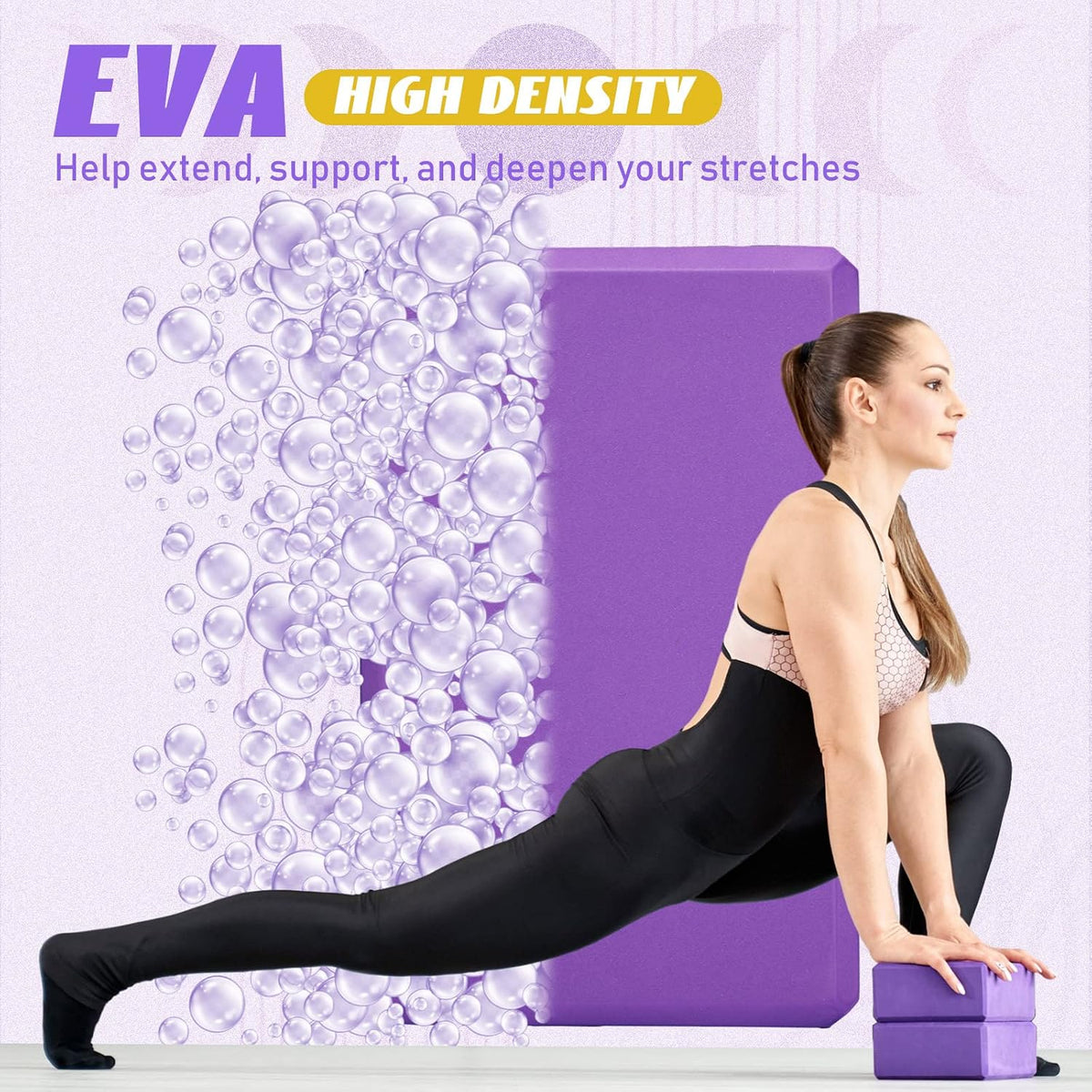 6 Pack EVA Yoga Blocks Bulk, Non Slip Pilates Brick