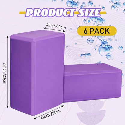 6 Pack EVA Yoga Blocks Bulk, Non Slip Pilates Brick