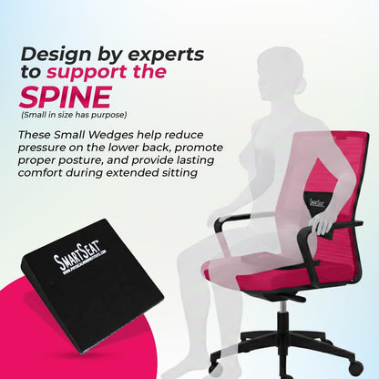 SmartSeat Wedges for Back, Knee & Sit Bone Support Posture Correction Pain Relief and Comfort Ideal for Office Chairs, Home Seating, Yoga, Meditation and Pilates Practice, Small Foam Wedges Pack of 2