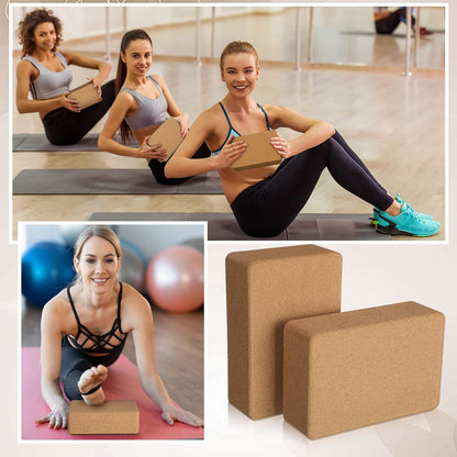 6 Pack Cork Yoga Blocks for Supportive Stretching, 9 x 6 x 3 Inches