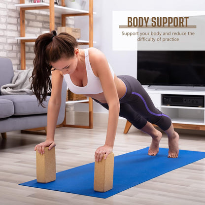 6 Pack Cork Yoga Blocks for Supportive Stretching, 9 x 6 x 3 Inches