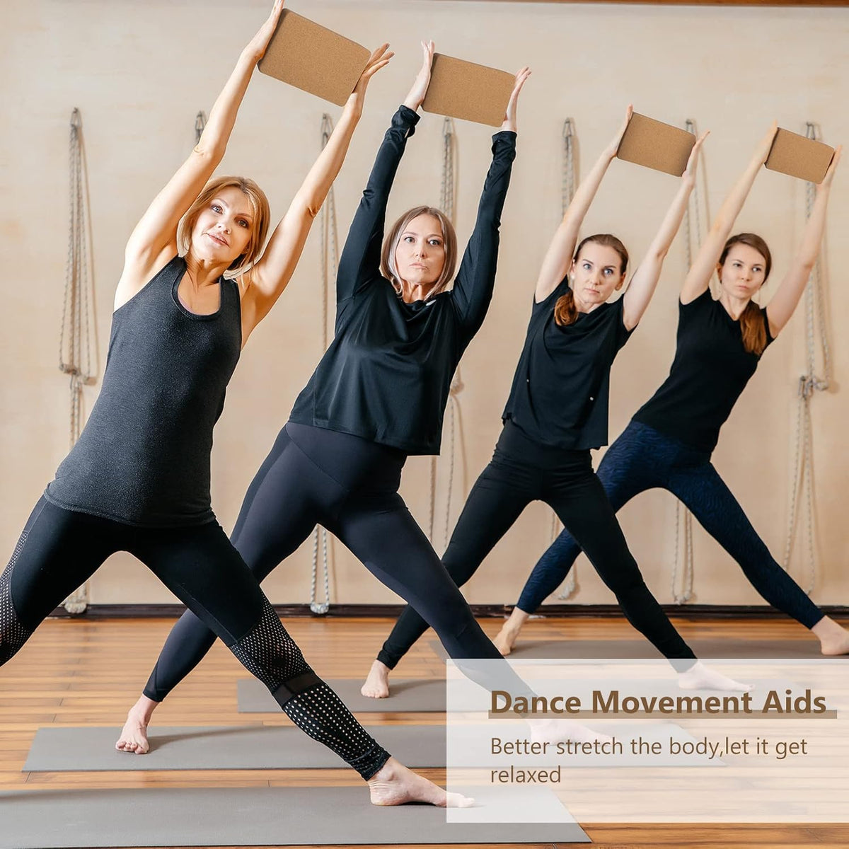 6 Pack Cork Yoga Blocks for Supportive Stretching, 9 x 6 x 3 Inches