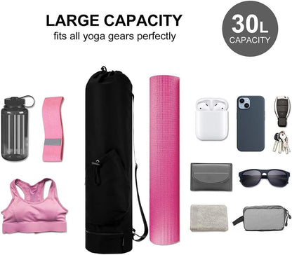 Yoga Mat Bag,Full Zip Cargo Yoga Mat Carrier Bag with Drawstring Water Bottle Pocket,Exercise Yogas Mats Carrier Holder for Women & Men