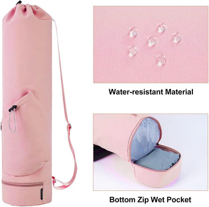 Yoga Mat Bag,Full Zip Cargo Yoga Mat Carrier Bag with Drawstring Water Bottle Pocket,Exercise Yogas Mats Carrier Holder for Women & Men