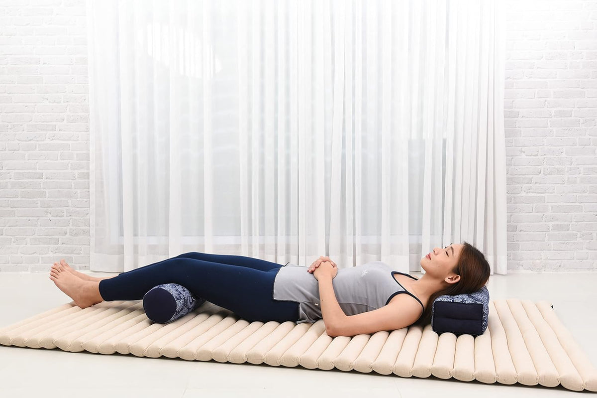Small Yoga Bolster – Shape-Retaining Cervical Neck Roll, Tube Pillow for Comfortable Reading, Kapok Filling, 22 x 6 x 6 inches