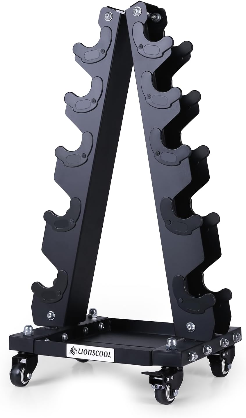 Dumbbell Rack Stand Only, A-Frame Rolling Weight Storage and Tray