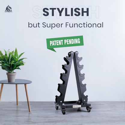 Dumbbell Rack Stand Only, A-Frame Rolling Weight Storage and Tray