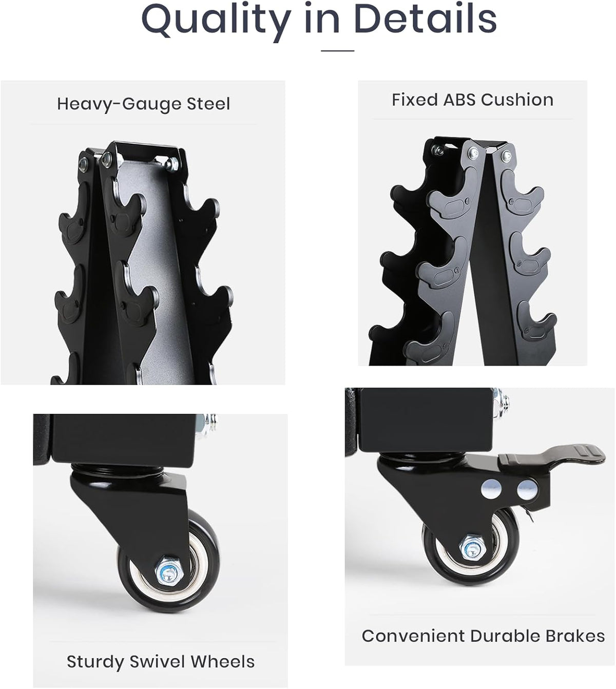Dumbbell Rack Stand Only, A-Frame Rolling Weight Storage and Tray