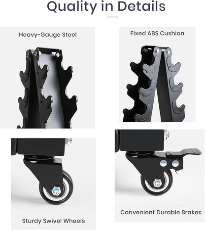 Dumbbell Rack Stand Only, A-Frame Rolling Weight Storage and Tray