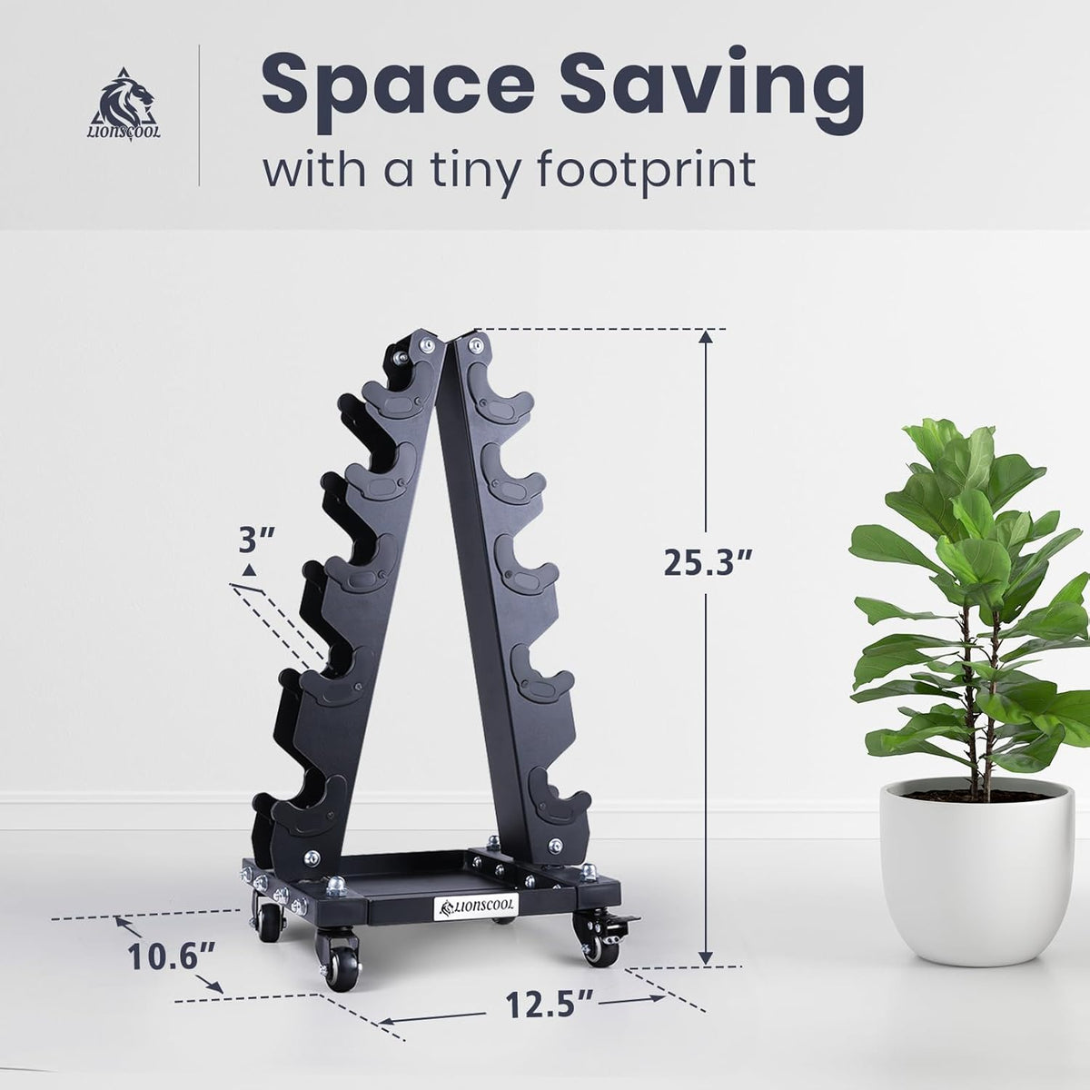Dumbbell Rack Stand Only, A-Frame Rolling Weight Storage and Tray