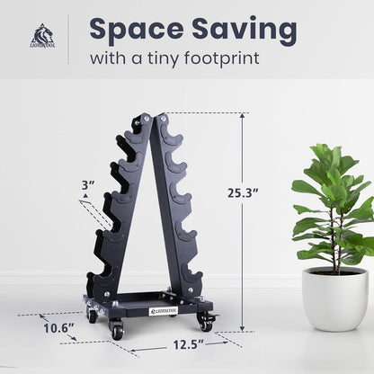Dumbbell Rack Stand Only, A-Frame Rolling Weight Storage and Tray
