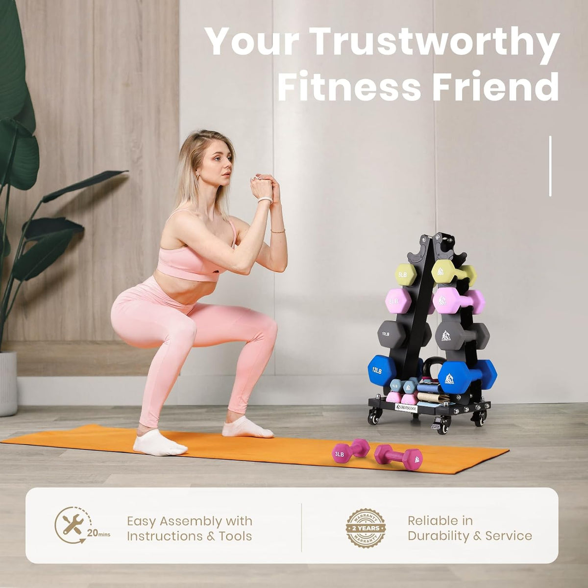Dumbbell Rack Stand Only, A-Frame Rolling Weight Storage and Tray