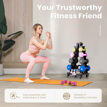 Dumbbell Rack Stand Only, A-Frame Rolling Weight Storage and Tray