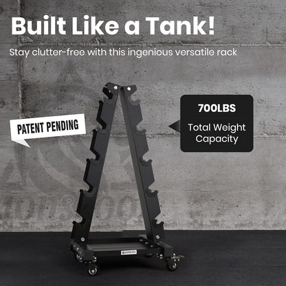 Dumbbell Rack Stand Only, A-Frame Rolling Weight Storage and Tray