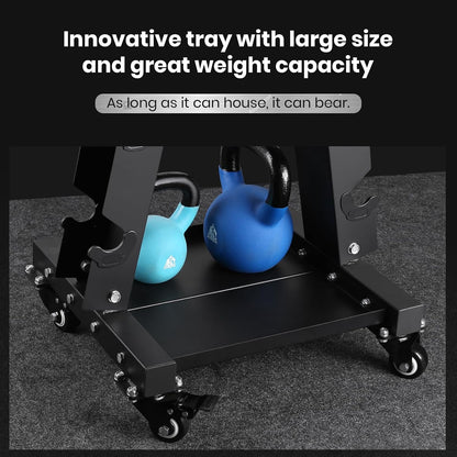 Dumbbell Rack Stand Only, A-Frame Rolling Weight Storage and Tray