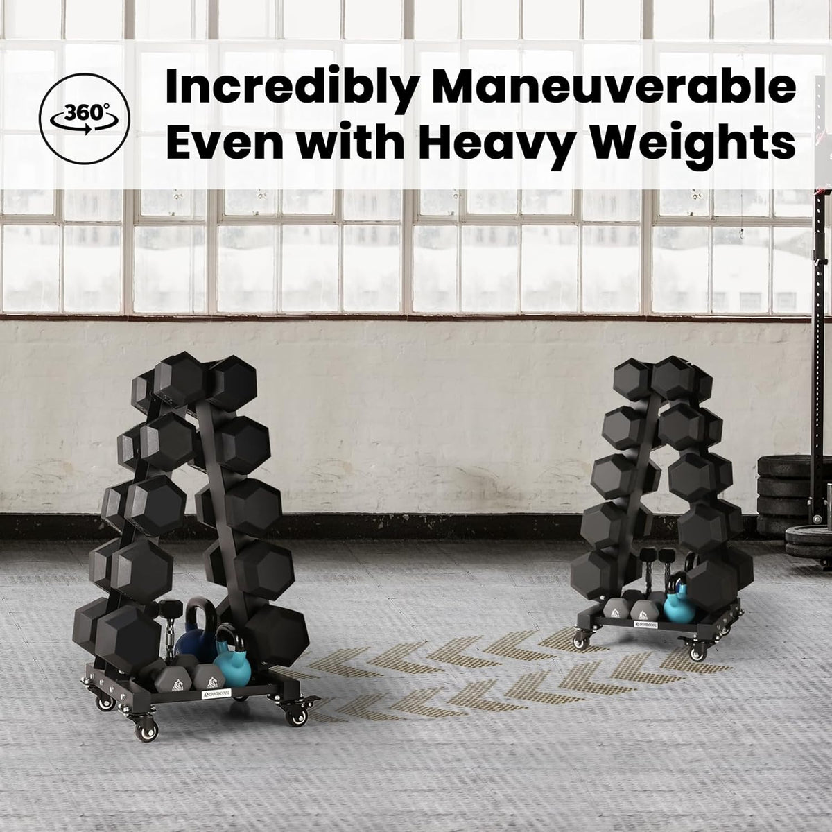 Dumbbell Rack Stand Only, A-Frame Rolling Weight Storage and Tray