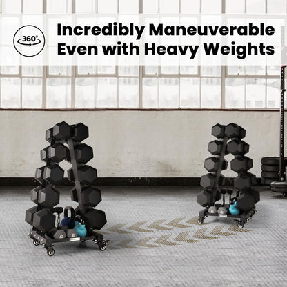 Dumbbell Rack Stand Only, A-Frame Rolling Weight Storage and Tray