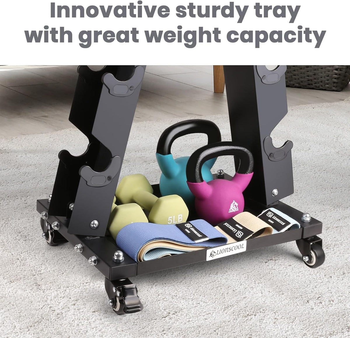Dumbbell Rack Stand Only, A-Frame Rolling Weight Storage and Tray