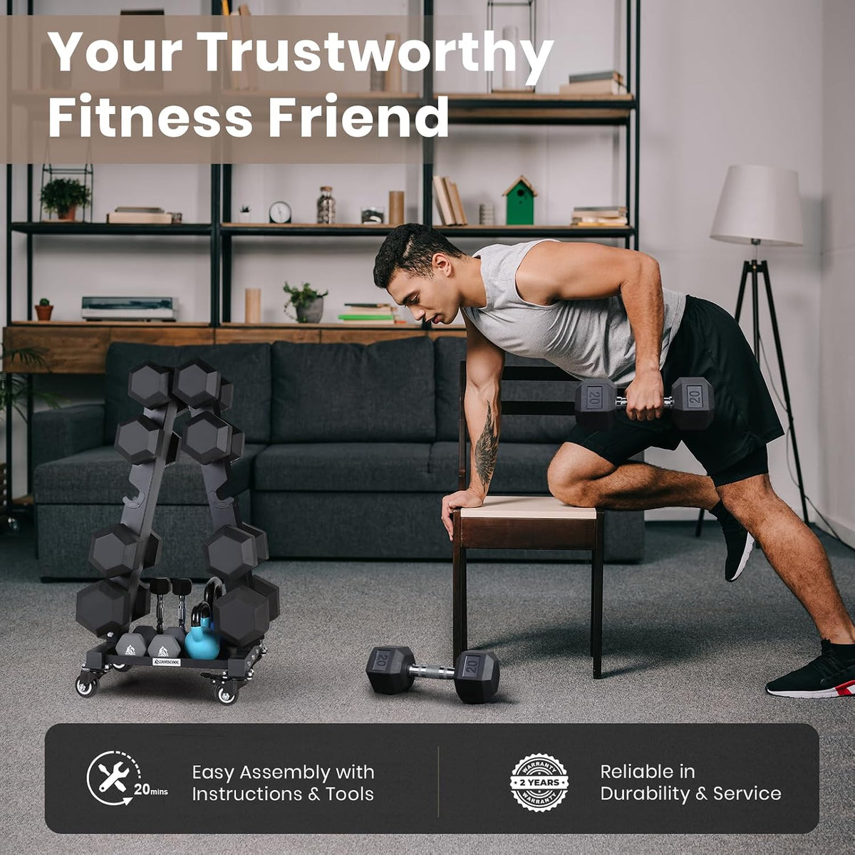 Dumbbell Rack Stand Only, A-Frame Rolling Weight Storage and Tray