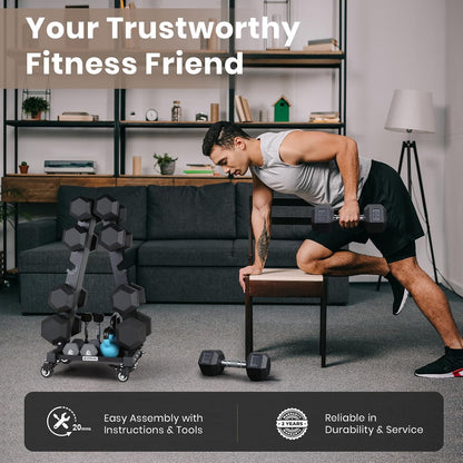 Dumbbell Rack Stand Only, A-Frame Rolling Weight Storage and Tray